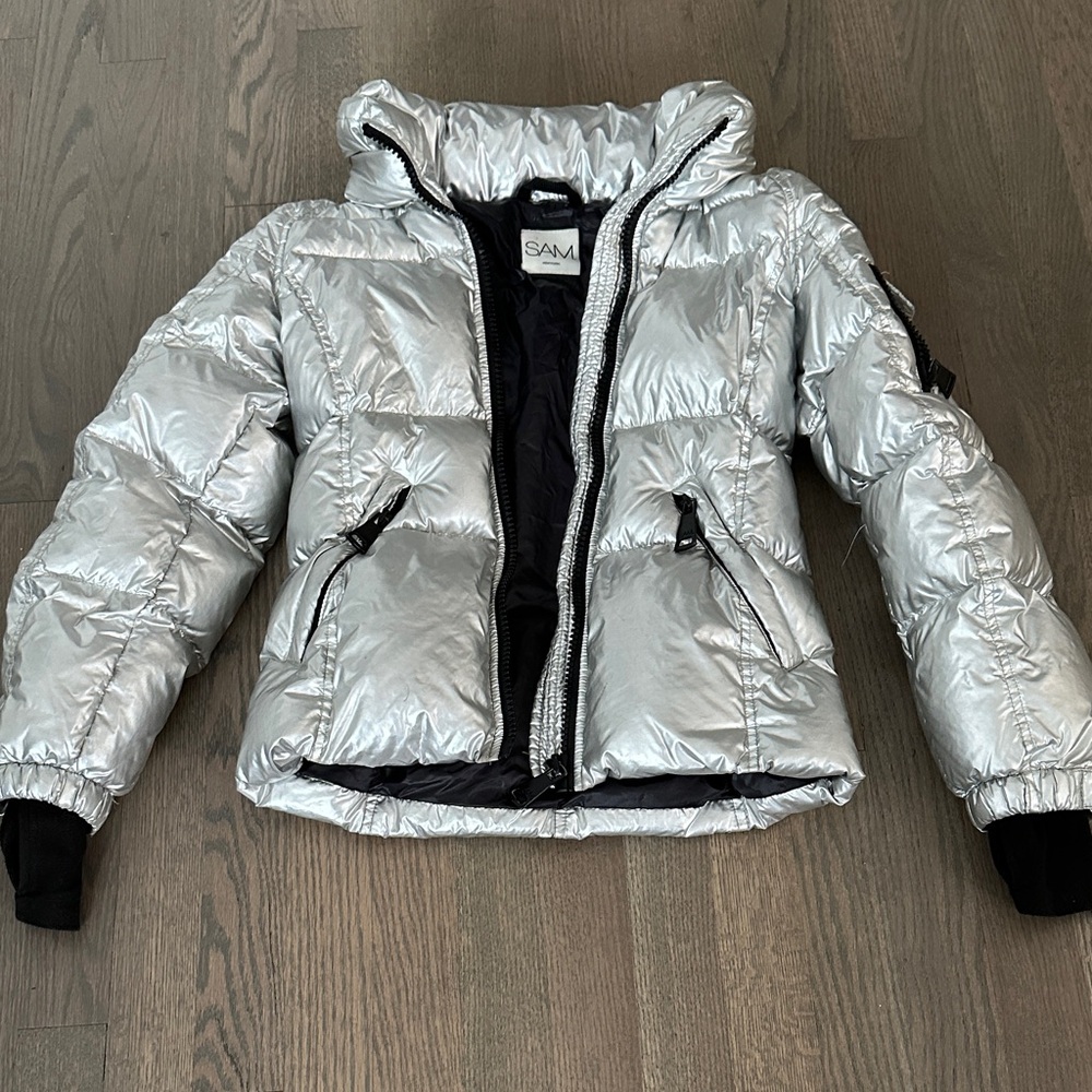 SAM. Kids size 12 Metallic Silver Puffer Jacket